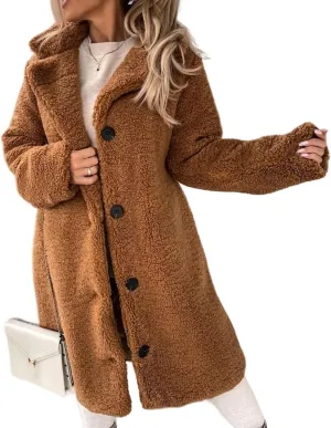 Winter Coats for Women Fuzzy Fleece Long Shacket Jackets Oversized Fashion Lapel Open Front Cardigan Warm Outwear