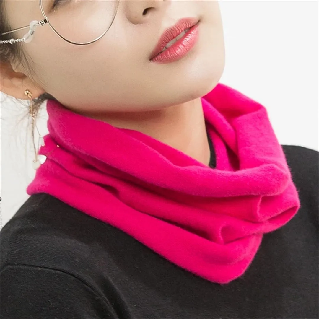 Women Cashmere Ring Scarves Neck Cover Wraps Soft Warmer Single Loop Wool Collar Female Solid Color Scarf