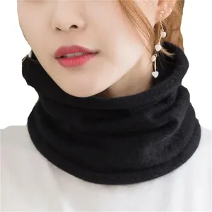 Women Cashmere Ring Scarves Neck Cover Wraps Soft Warmer Single Loop Wool Collar Female Solid Color Scarf