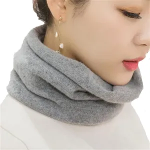 Women Cashmere Ring Scarves Neck Cover Wraps Soft Warmer Single Loop Wool Collar Female Solid Color Scarf