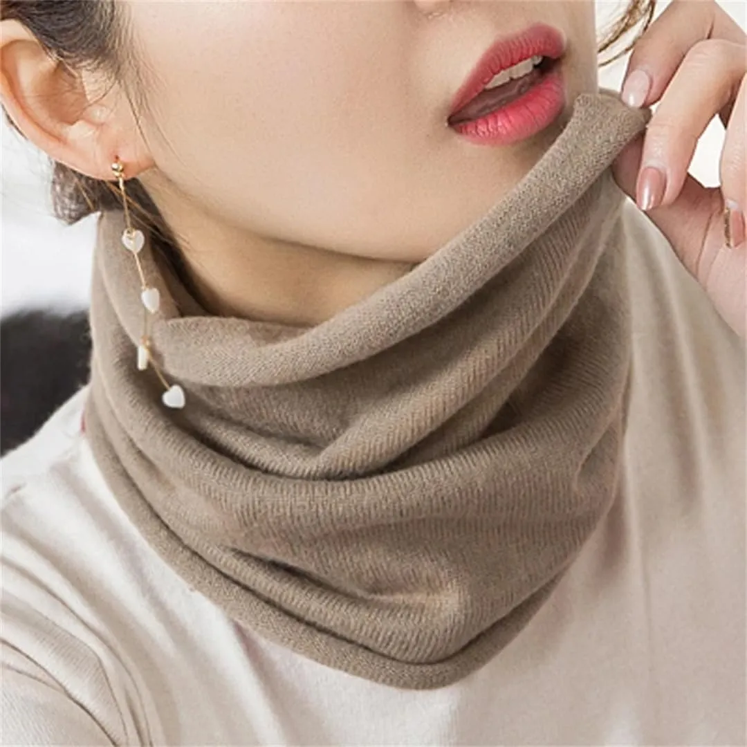 Women Cashmere Ring Scarves Neck Cover Wraps Soft Warmer Single Loop Wool Collar Female Solid Color Scarf