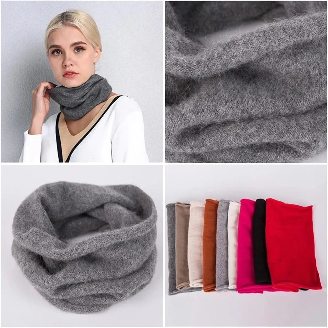 Women Cashmere Ring Scarves Neck Cover Wraps Soft Warmer Single Loop Wool Collar Female Solid Color Scarf
