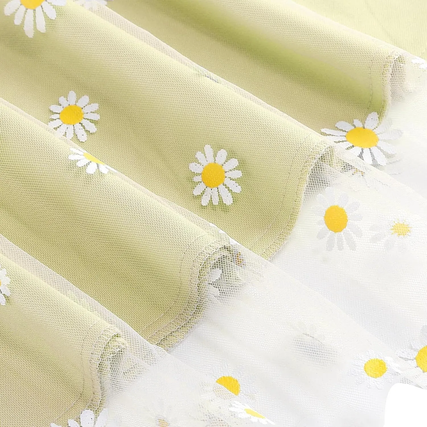 Women Daisy Embroidered Tulle Skirts Floral Mesh Casual Elastic High Waist Long Skirts Flower Swing A Line Skirt