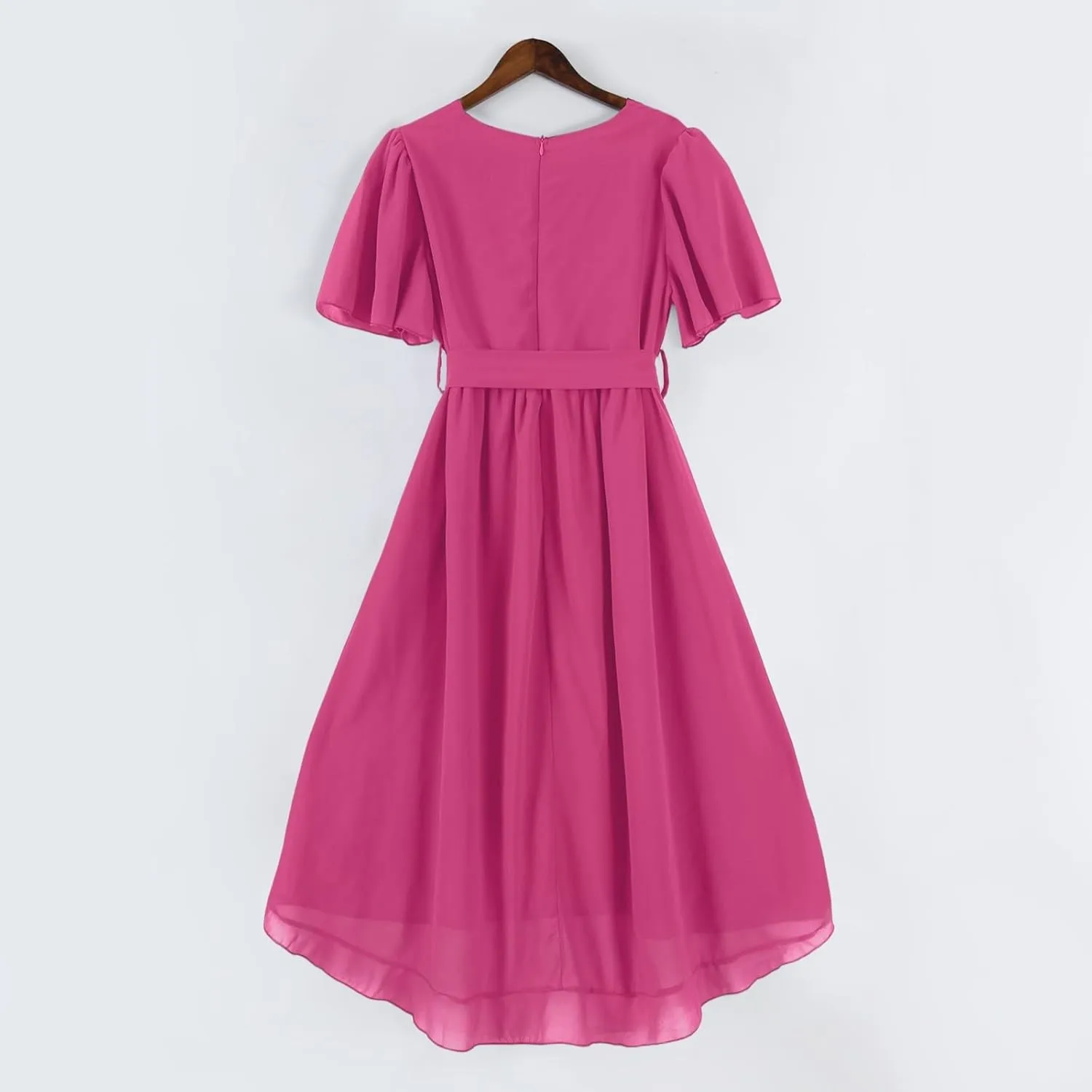 Women Deep V Neck Midi Dresses Casual Summer Puff Sleeve Boho Dress Trendy Flowy Swing Beach Vacation A Line Dresses