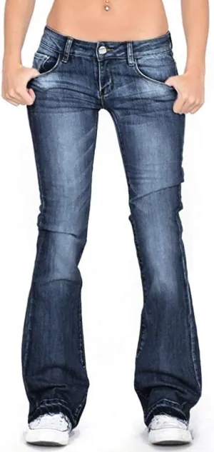 Women Low Waisted Flared Jeans Bell Bottom Jeans Plus Size Wide Leg Denim Pants Hip Hop Street Pants