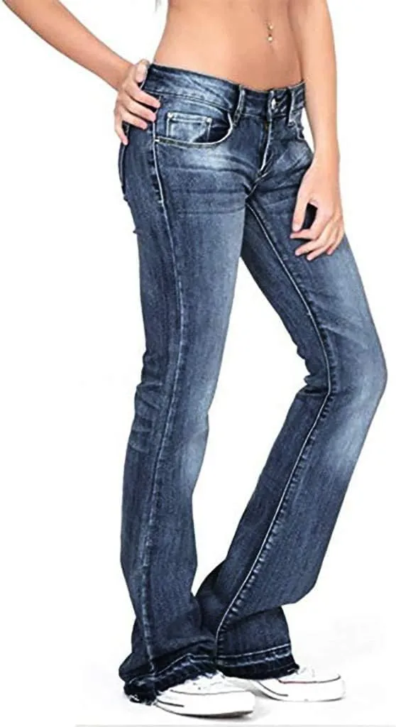 Women Low Waisted Flared Jeans Bell Bottom Jeans Plus Size Wide Leg Denim Pants Hip Hop Street Pants
