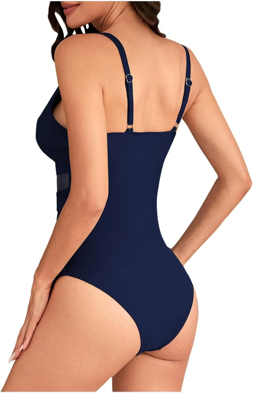 Women Mesh Backless Sexy One Piece Swimsuit Deep V Bodycon Slimming Swimwear Tummy Control Cheeky Bathing Suits