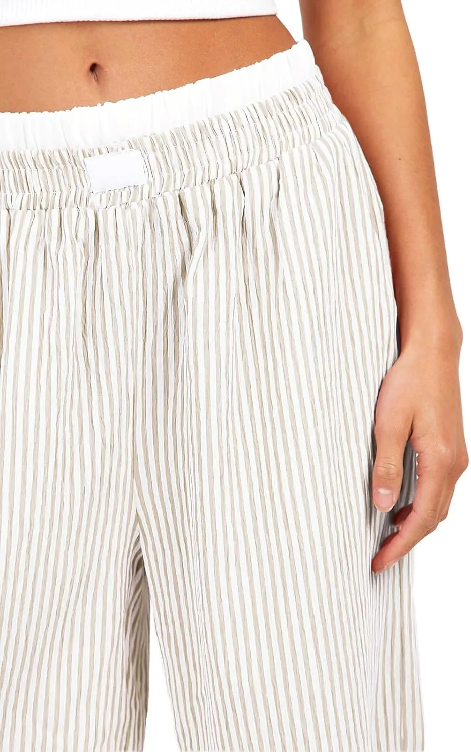 Women Pajama Pants Striped Wide Leg Elastic Waist Lounge Pj Bottoms Sleepwear