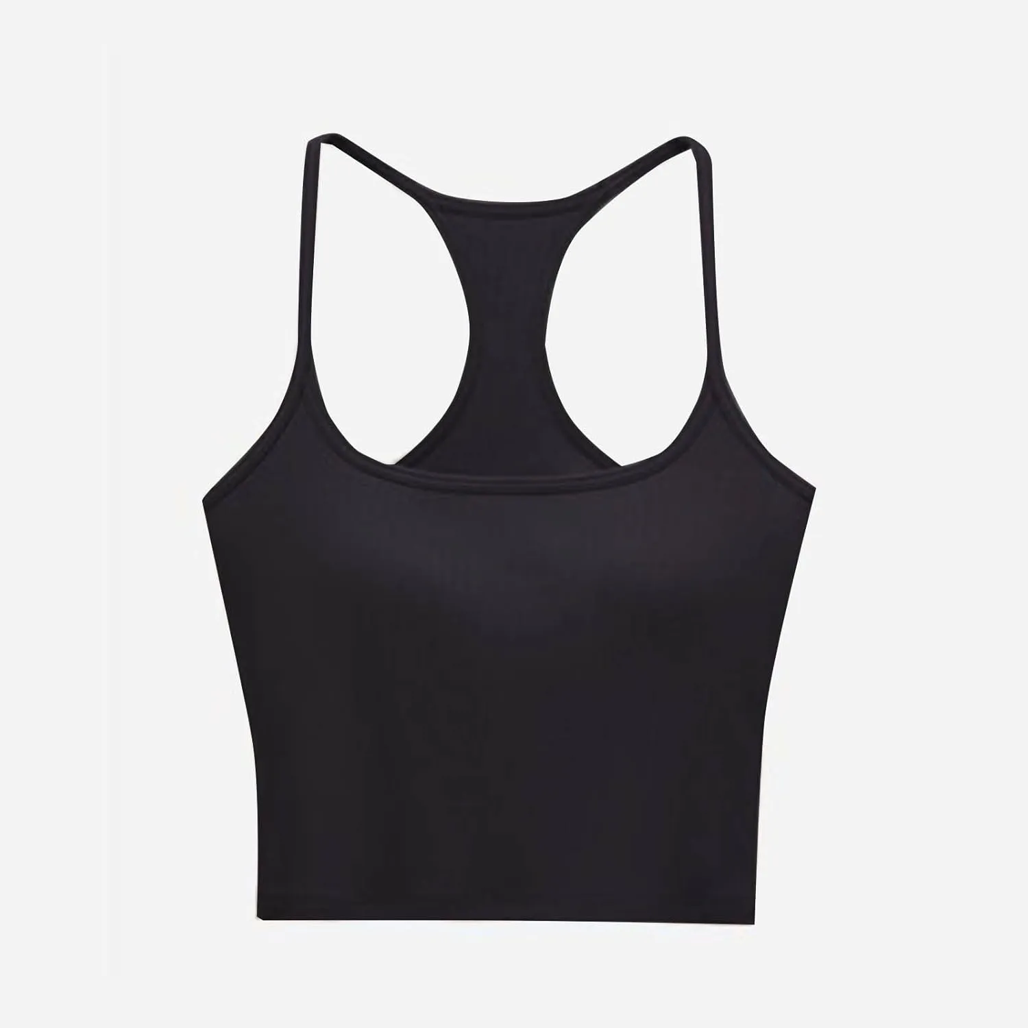 Women Ribbed Racer Back Cami Tops Summer Built in Bra Yoga Workout Tank Top Sexy Form Fitting Square Neck Undershirt
