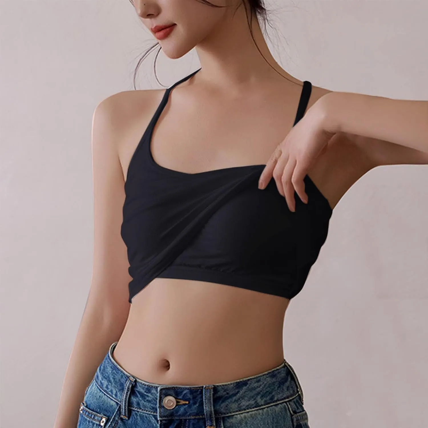 Women Ribbed Racer Back Cami Tops Summer Built in Bra Yoga Workout Tank Top Sexy Form Fitting Square Neck Undershirt