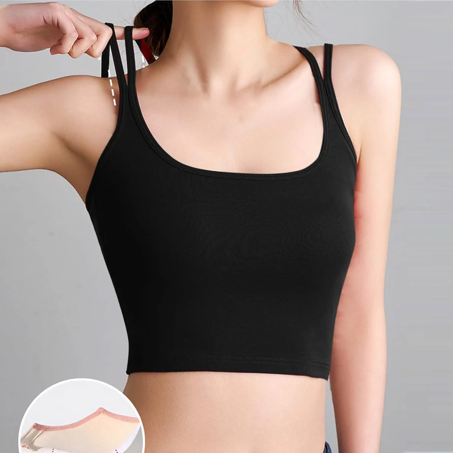 Women Summer Spaghetti Strap Ribbed Crop Tank Tops Sleeveless Criss Cross Fitness Athletic Top Basic Undershirt