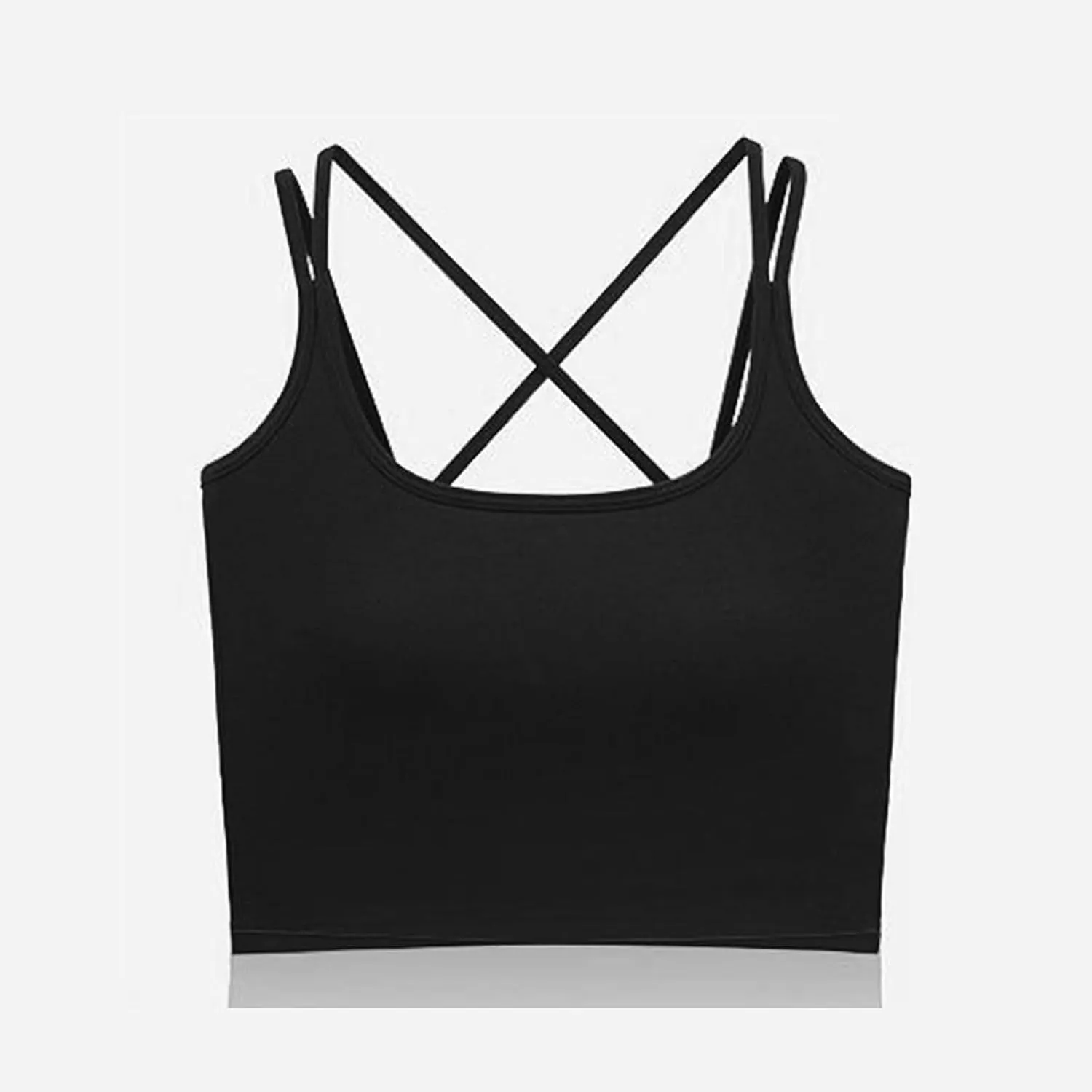 Women Summer Spaghetti Strap Ribbed Crop Tank Tops Sleeveless Criss Cross Fitness Athletic Top Basic Undershirt