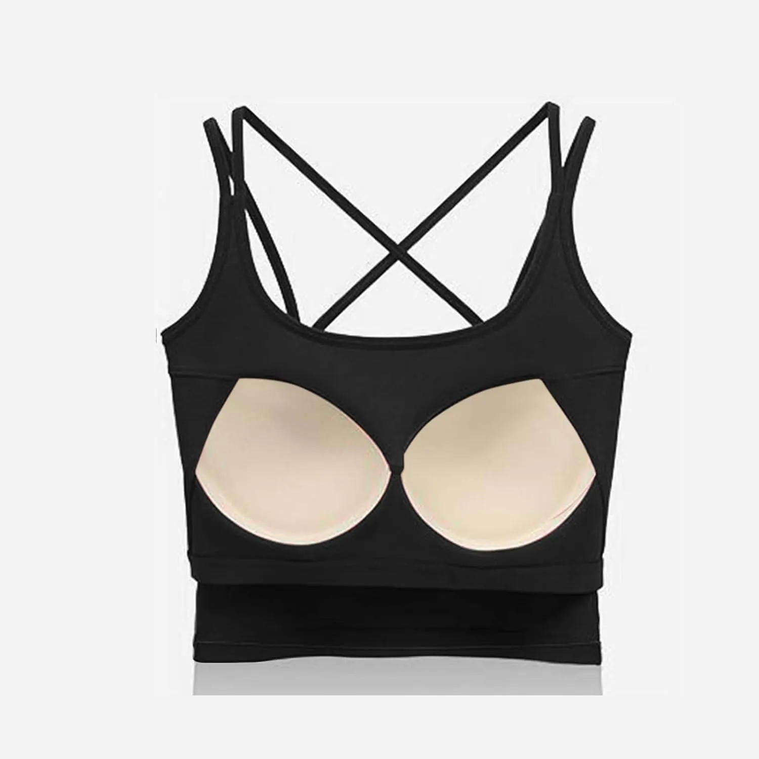 Women Summer Spaghetti Strap Ribbed Crop Tank Tops Sleeveless Criss Cross Fitness Athletic Top Basic Undershirt
