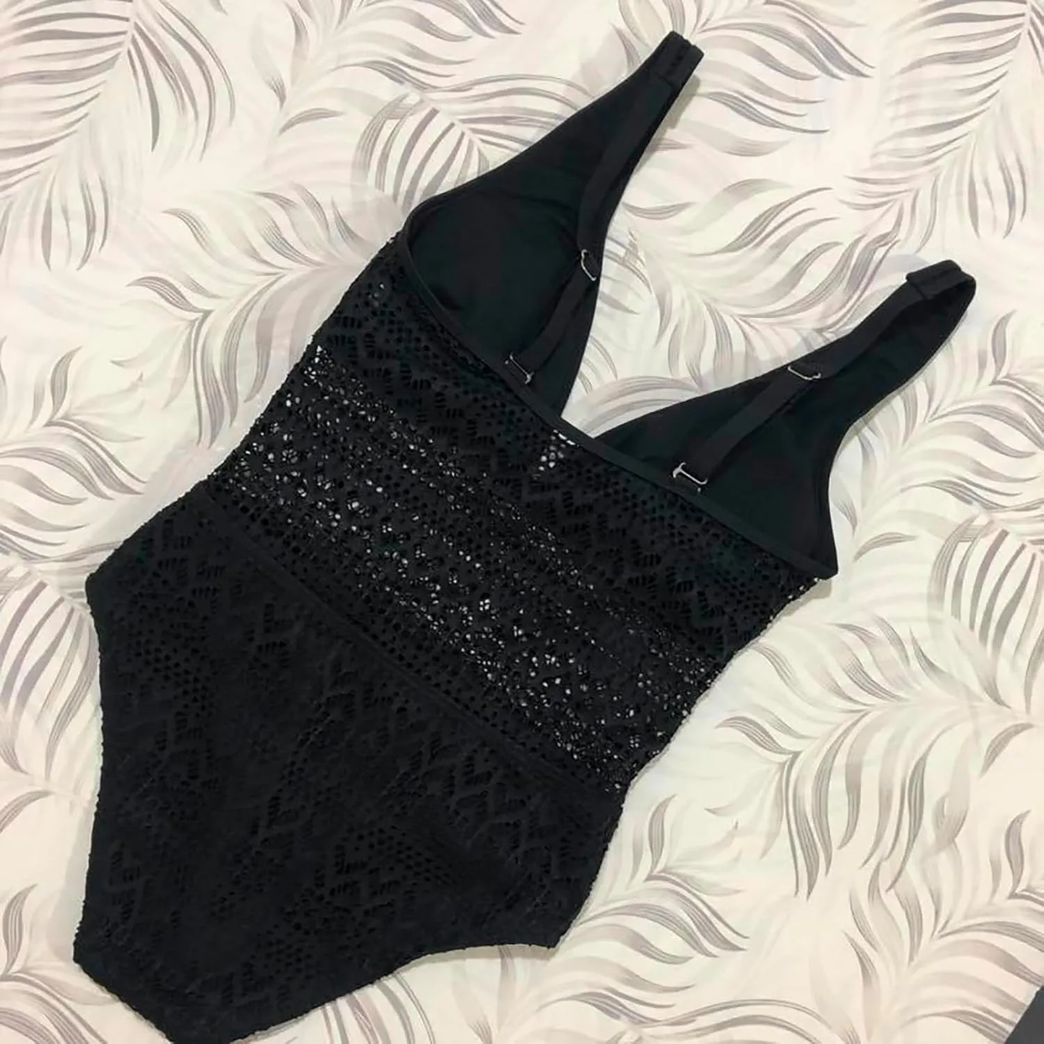 Women Swimsuit One Piece Bathing Suit Sexy Halter Neck Criss Cross Mesh Hollow Out Bikini Swimwear Strapless Bathing Suits