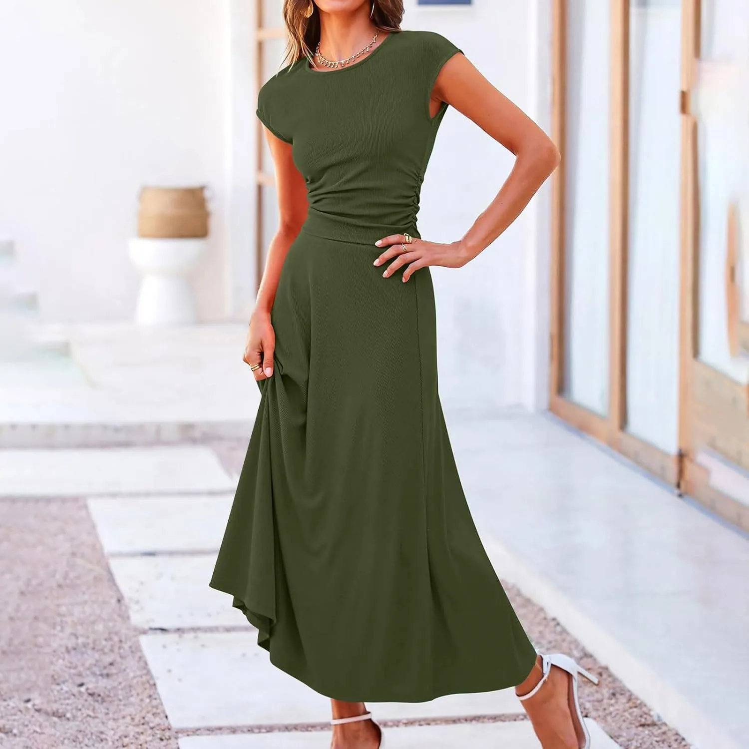 Women's 2 Piece Maxi Skirt Sets Summer Sets Pants Suits Dressy Elegant Long Sleeve Outfits High Waisted Long Outfit