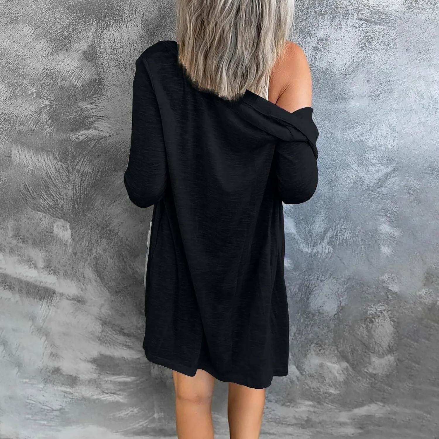 Women's Cardigans, Casual Button Down Open Front Lightweight Cardigan Holiday Solid Long Sleeve Jackets with Pocket