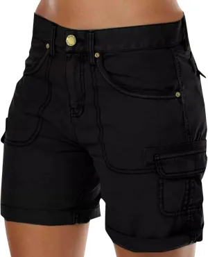 Womens Cargo Shorts Trendy Summer 2025 Casual High Waisted Work Shorts Retro Loose Outdoor Hiking Shorts with Pockets