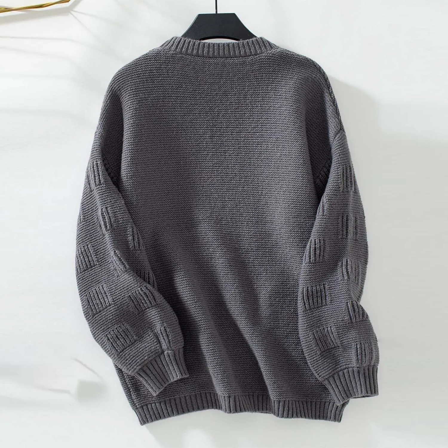Women's Chunky Knit Open Front Sweater Solid V Neck Long Sleeve Loose Fashion Cardigan Outerwear Coats with Pockets