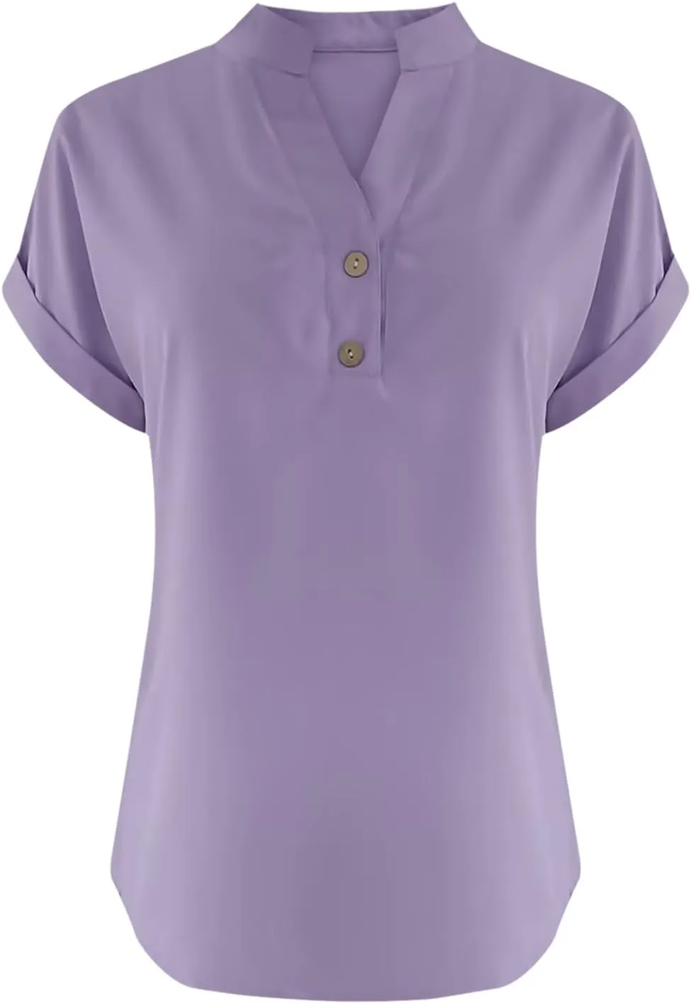 Womens Cotton Linen Shirts 2025 Summer Casual Half Button V Neck Short Sleeve Tunic Tops Trendy Business Work Blouses
