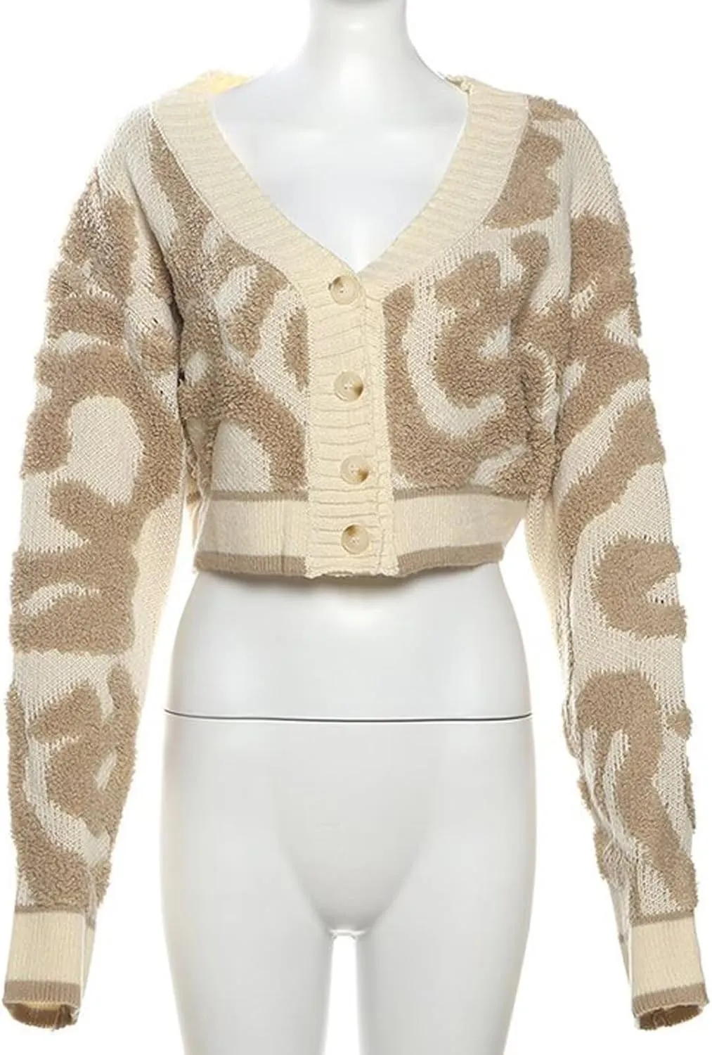 Womens Cute Button Up Cardigans Long Sleeve Open Front Cable Knit Color Block Short Cardigans Sweaters Outerwear Coats