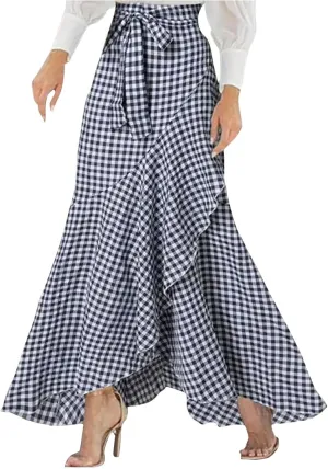 Women's Elegant Maxi Skirts High Waisted Mermaid Skirts A Line Flowy Skirts Ruffle Hem Long Wedding Guest Skirts