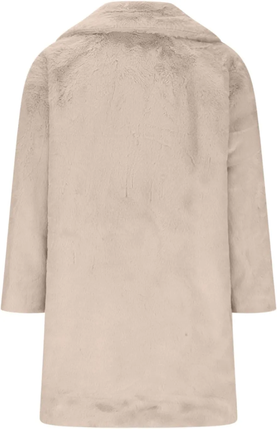 Women's Fashion Cropped Faux Fur Jacket Long Sleeve Open Front Cardigan Casual Fluffy Parka Shaggy Classic Short Coat