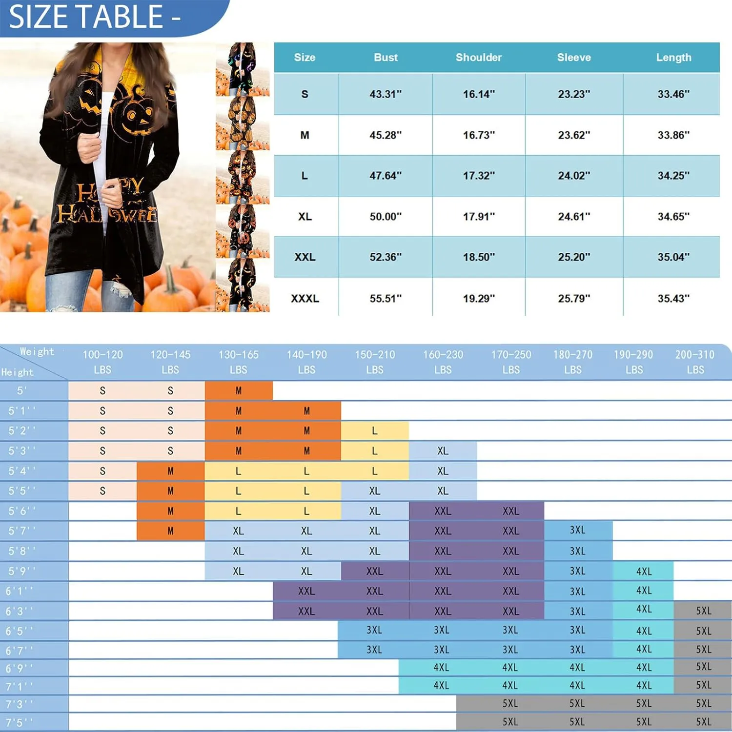Womens Fashion Halloween Long Sleeve Cardigan Fall Open Front Cardigan Pumpkin Print Medium Length Coat