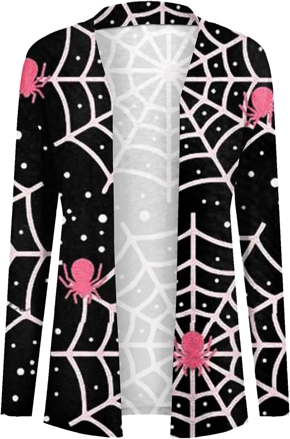 Womens Fashion Halloween Long Sleeve Cardigan Fall Open Front Cardigan Pumpkin Print Medium Length Coat