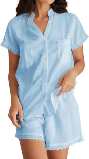 Womens Floral Pajama Sets Short Sleeve Button Down Shirt and Shorts Summer 2 Piece Sleepwear