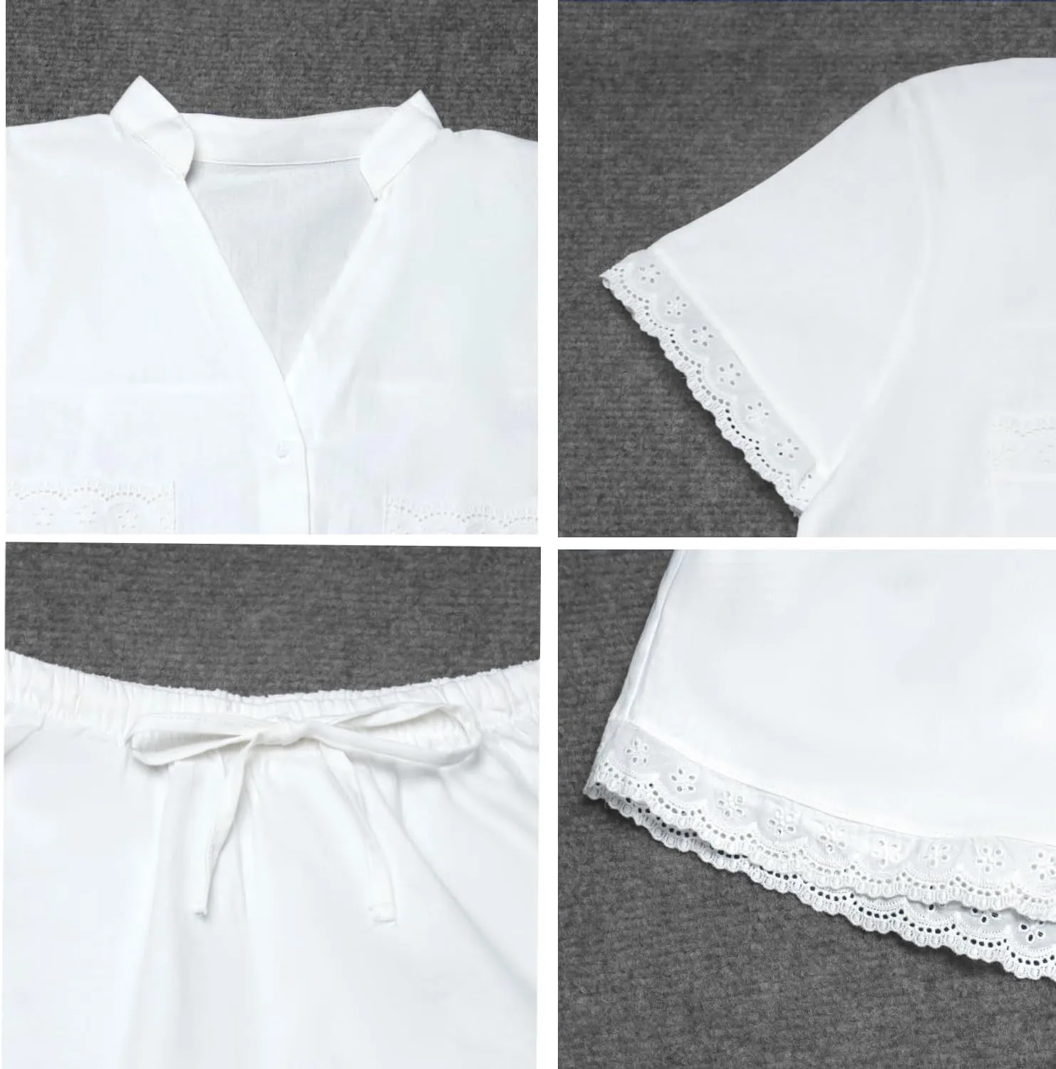 Womens Floral Pajama Sets Short Sleeve Button Down Shirt and Shorts Summer 2 Piece Sleepwear