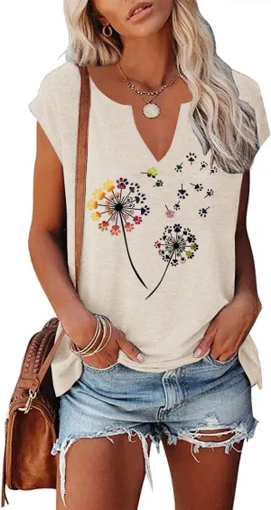 Women's Floral Tank Tops Casual Summer Cap Sleeve Sleeveless Wildflowers Floral Graphic Tees Tops
