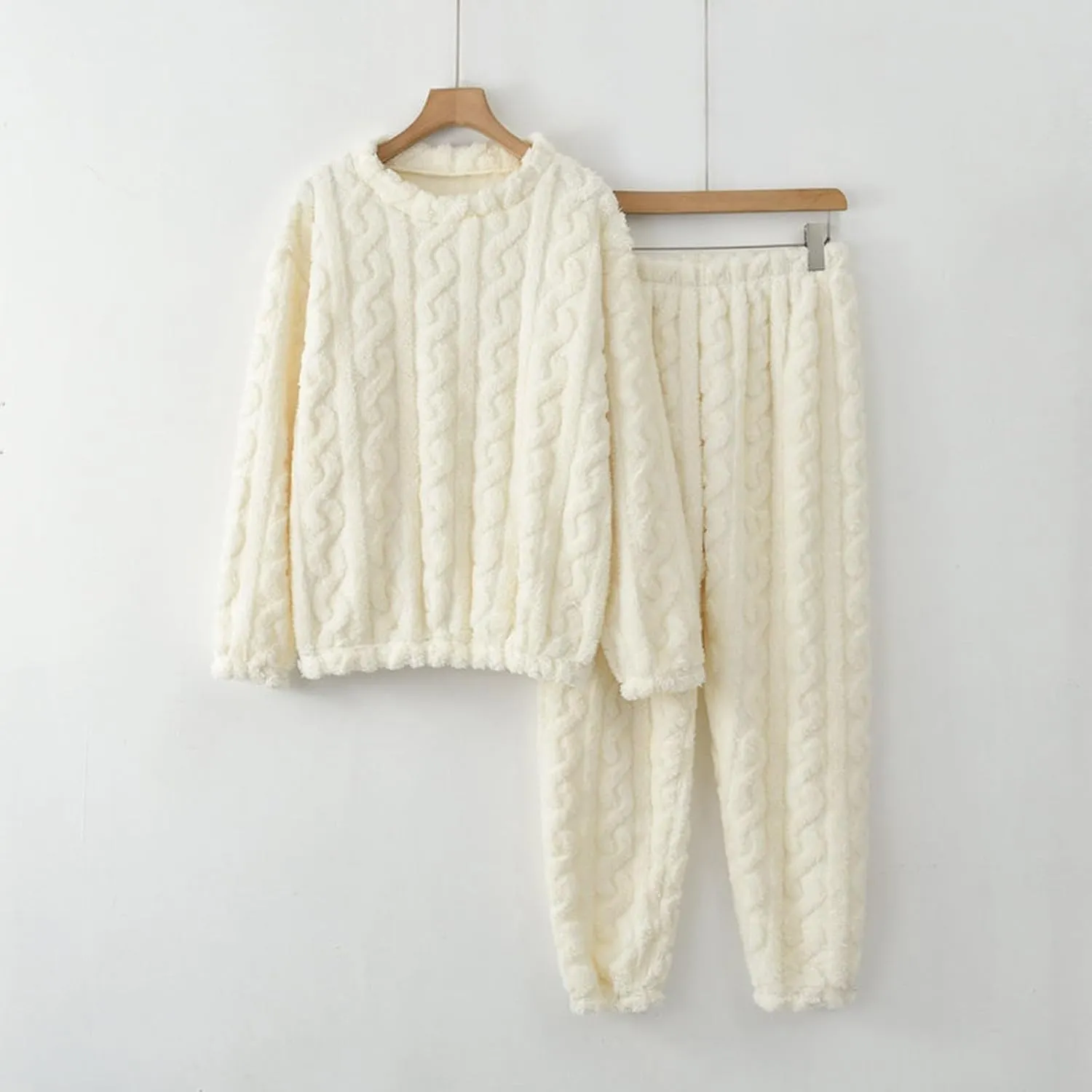 Women's Fuzzy Pajama Sets Soft Warm Jackets Long Pants Fluffy Sleepwear Loungewear Fleece Pj 2 Piece Plush Lounge Sets