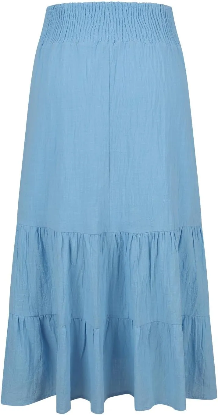 Women's Long Skirts A Line Summer Maxi Skirts High Waisted Tiered Boho Flowy Skirts Beach Vacation Casual Skirts