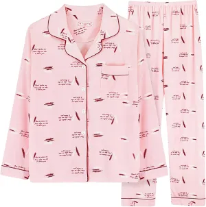 Women's Long Sleeve Lounge Pajama Sets Floral Printed Trendy 2PC Loungewears Soft Skin Friendly Casual Sleepwear Set
