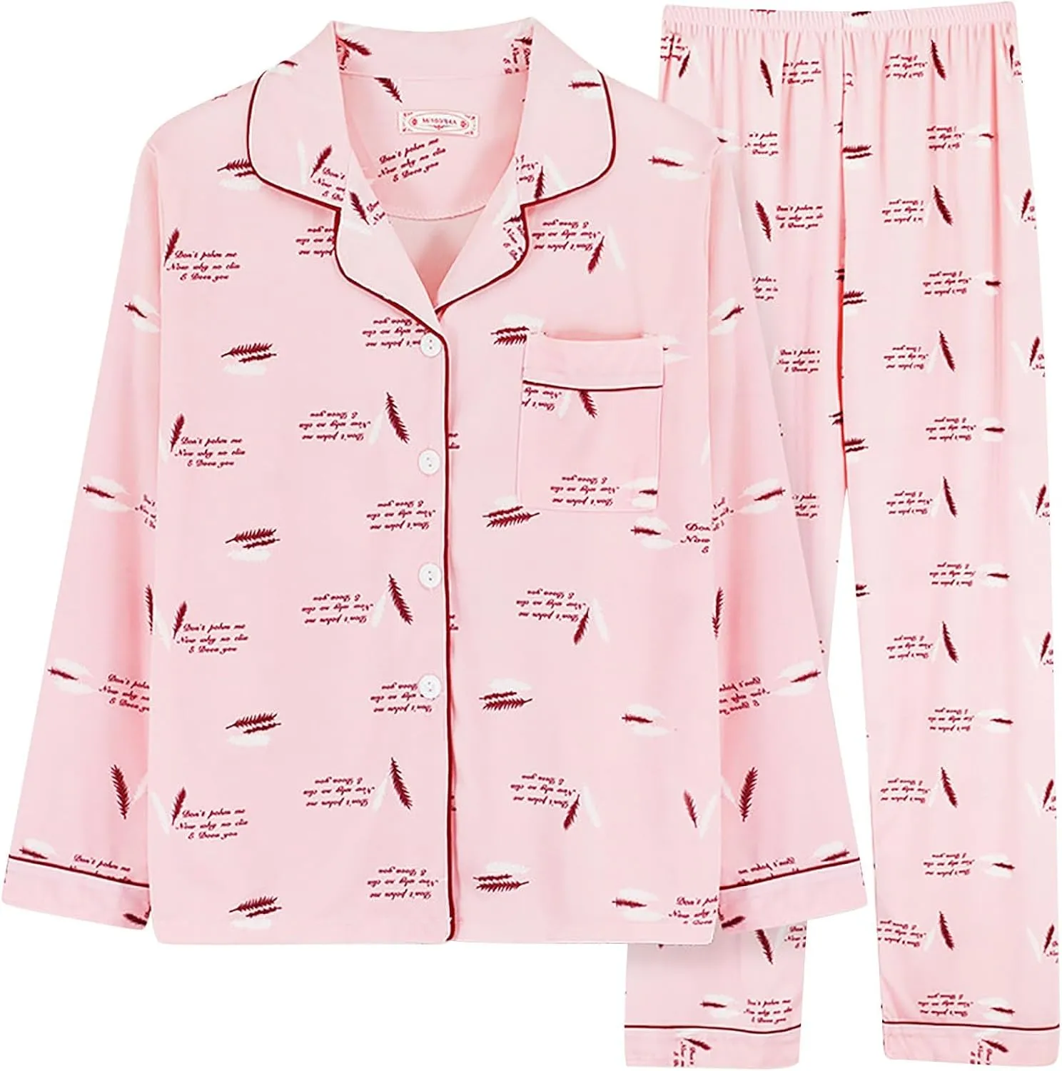 Women's Long Sleeve Lounge Pajama Sets Floral Printed Trendy 2PC Loungewears Soft Skin Friendly Casual Sleepwear Set