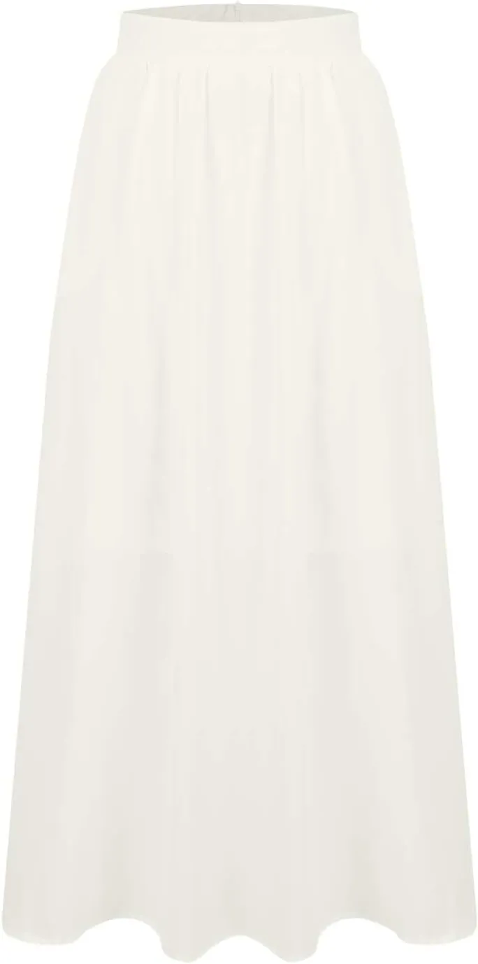 Womens Maxi Skirts with Pockets Summer A Line Skirts Flowy Beach Skirts Vacation Pleated Skirts Long Boho Skirts