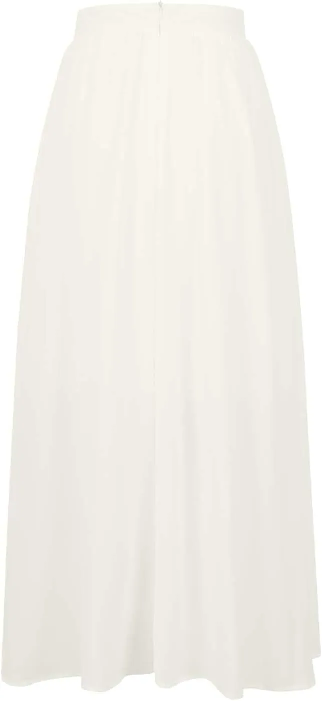 Womens Maxi Skirts with Pockets Summer A Line Skirts Flowy Beach Skirts Vacation Pleated Skirts Long Boho Skirts