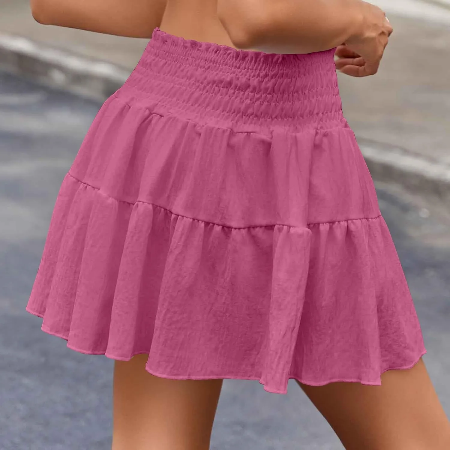Women's Mini Skirts High Waist Ruffle Skirts A Line Boho Skirts Casual Pleated Skirts Trendy Summer Short Skirts