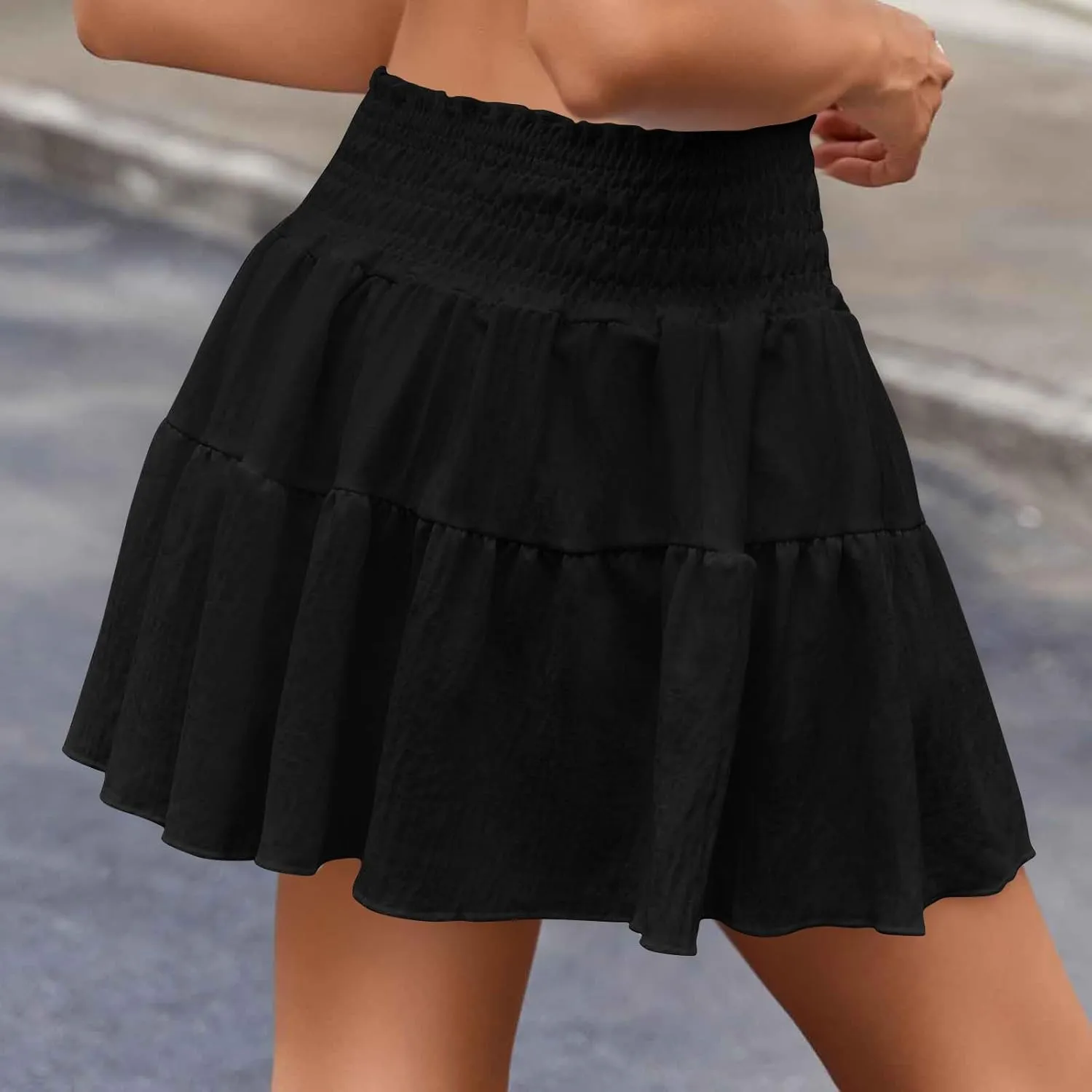Women's Mini Skirts High Waist Ruffle Skirts A Line Boho Skirts Casual Pleated Skirts Trendy Summer Short Skirts