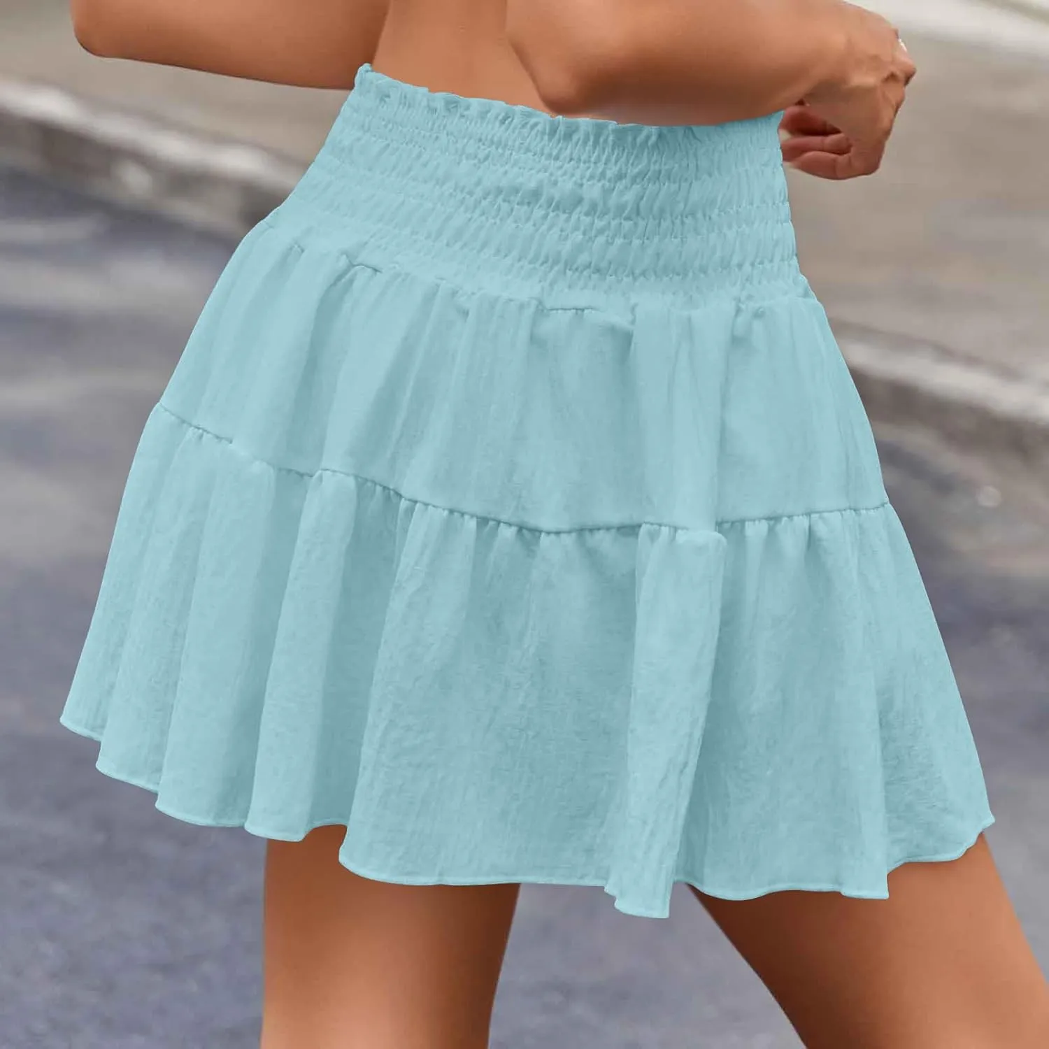 Women's Mini Skirts High Waist Ruffle Skirts A Line Boho Skirts Casual Pleated Skirts Trendy Summer Short Skirts