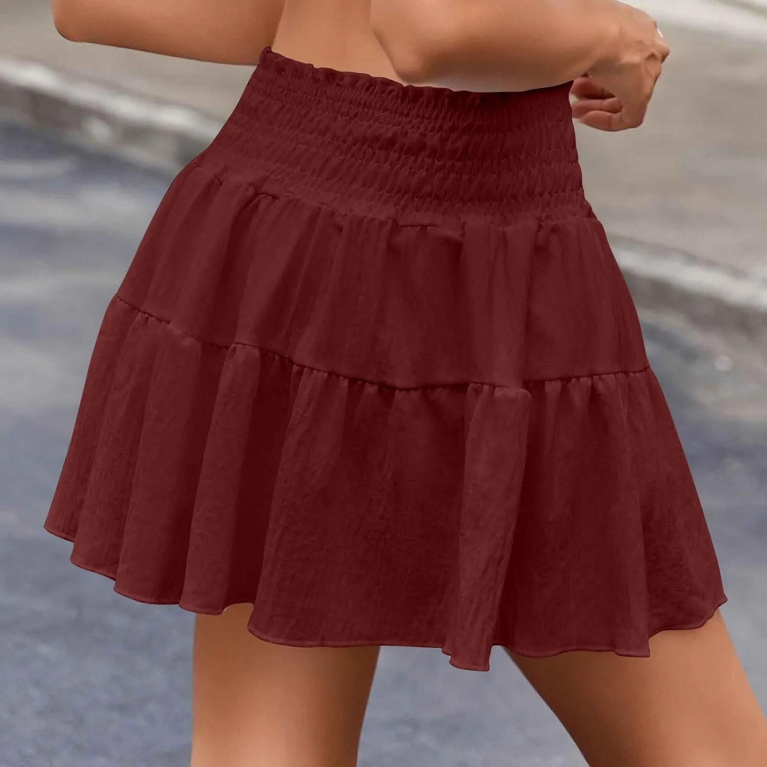 Women's Mini Skirts High Waist Ruffle Skirts A Line Boho Skirts Casual Pleated Skirts Trendy Summer Short Skirts