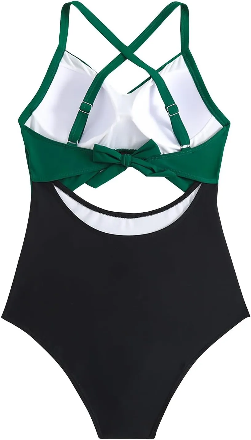 Women's One Piece Swimsuits Tummy Control Cutout High Cut Halter Bathing Suit Crisscross Backless Monokini Swimsuit