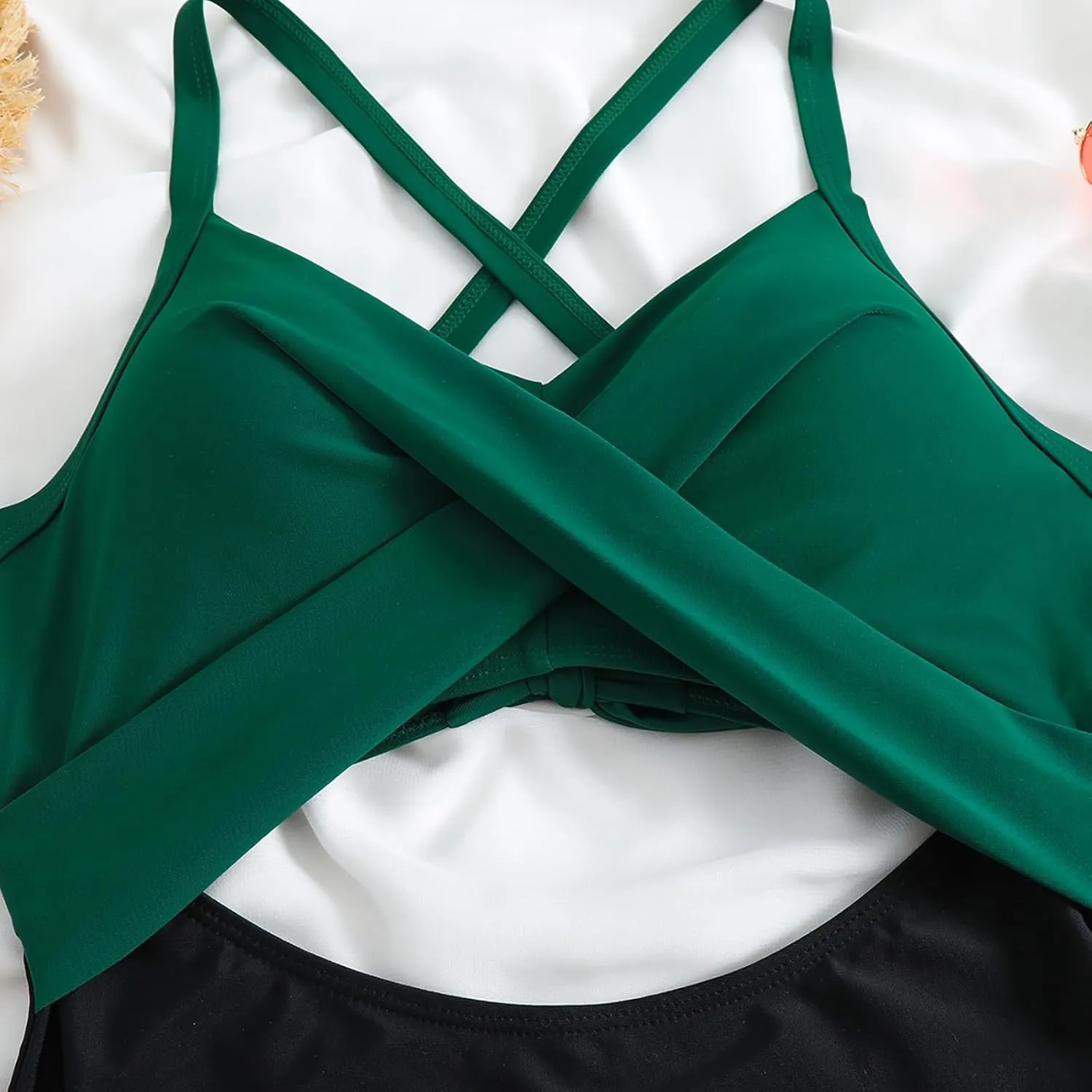 Women's One Piece Swimsuits Tummy Control Cutout High Cut Halter Bathing Suit Crisscross Backless Monokini Swimsuit
