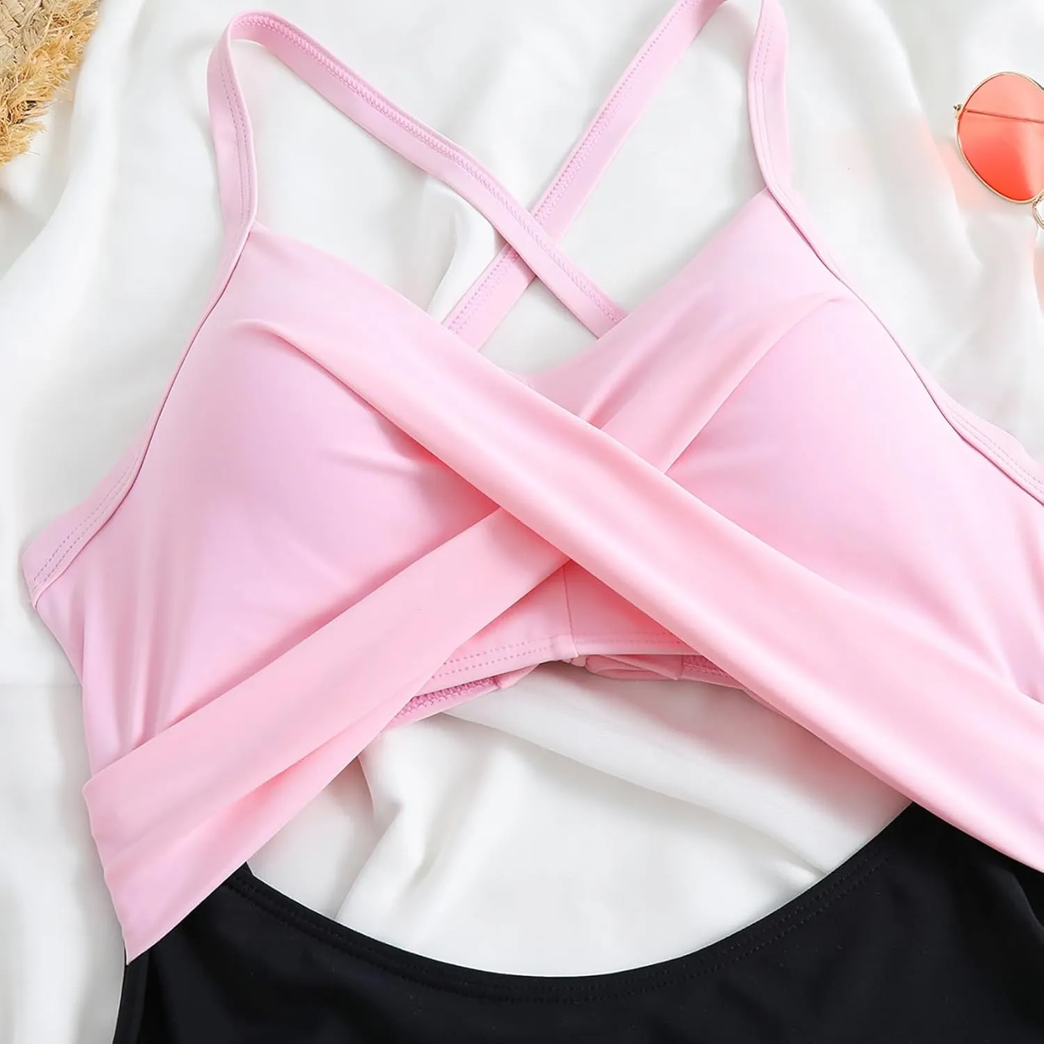 Women's One Piece Swimsuits Tummy Control Cutout High Cut Halter Bathing Suit Crisscross Backless Monokini Swimsuit