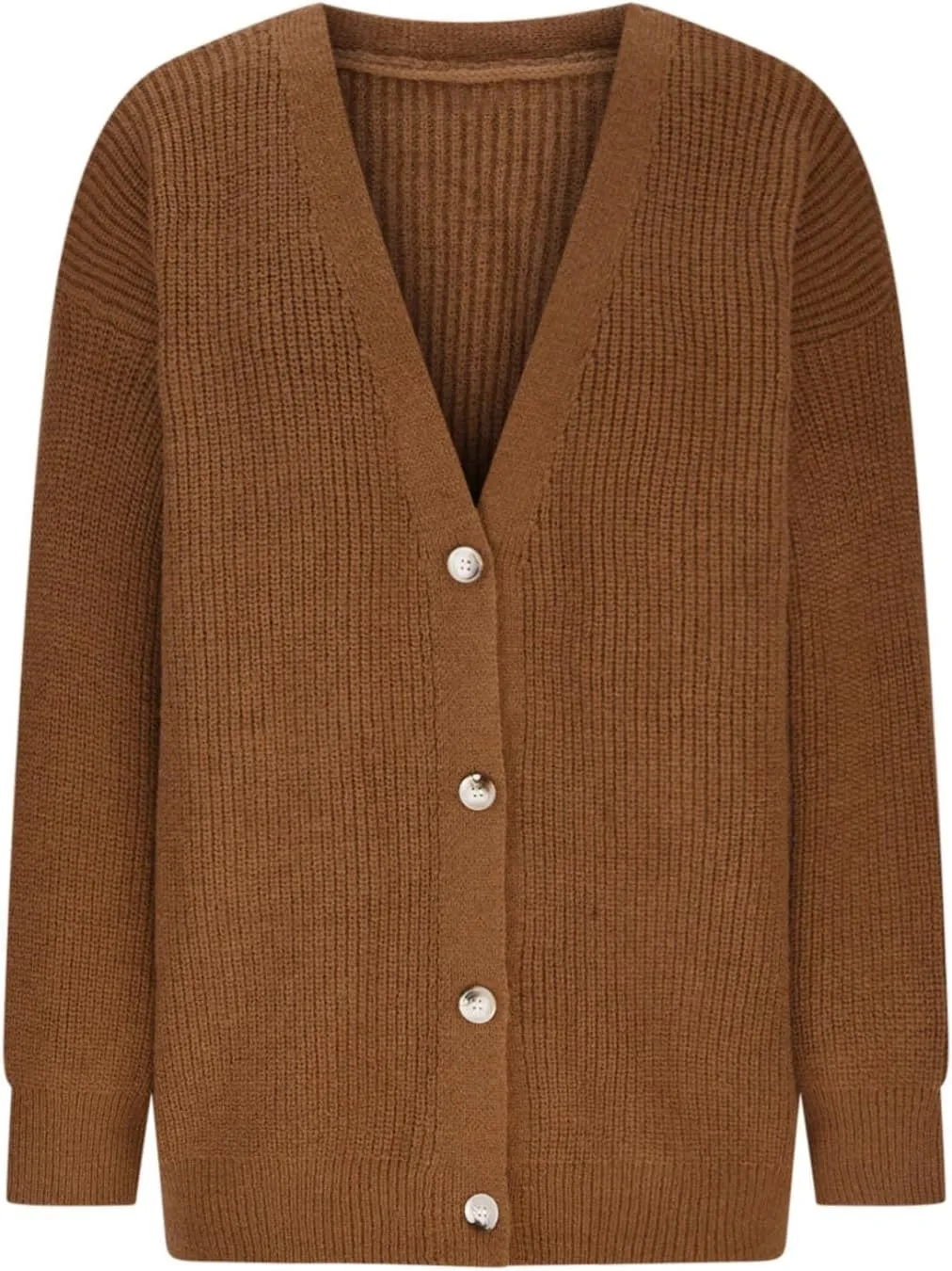 Women's Oversized Cardigan 2023 Button Down Open Front V Neck Solid Cardigans Chunky Knit Loose Casual Dropped Sweaters