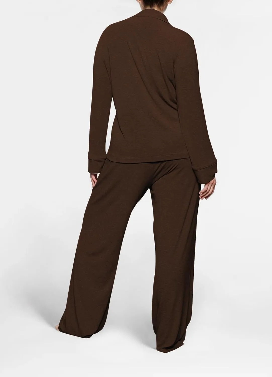 Womens Pajama Sets 2 Piece Button Down Long Sleeve Soft Knitted Sleepwear Pjs Lounge Sets Nightwear