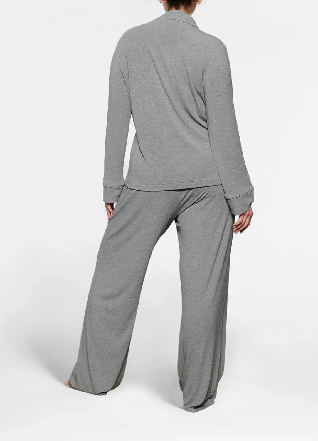 Women's Pajama Sets Long Sleeve Button Down Soft Knit Sleepwear 2 Piece Lounge Set
