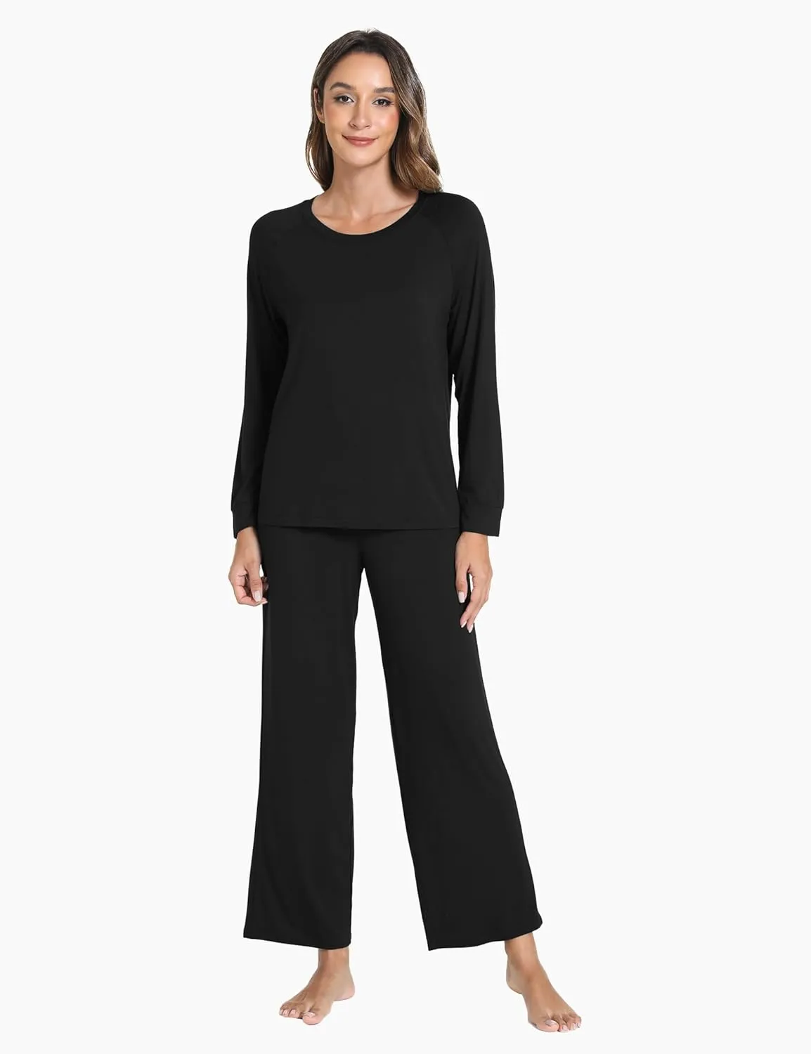 Women's Pajama Sets Long Sleeve Sleepwear Comfy 2 Piece Ladies Pj Sleep Set, Viscose Made from Bamboo