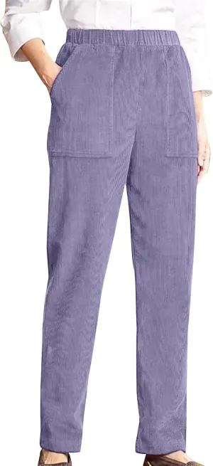 Women's Pants Elastic High Waist Vintage Fall Corduroy Pant Straight Wide Leg Baggy Winter Work Trouser with Pockets
