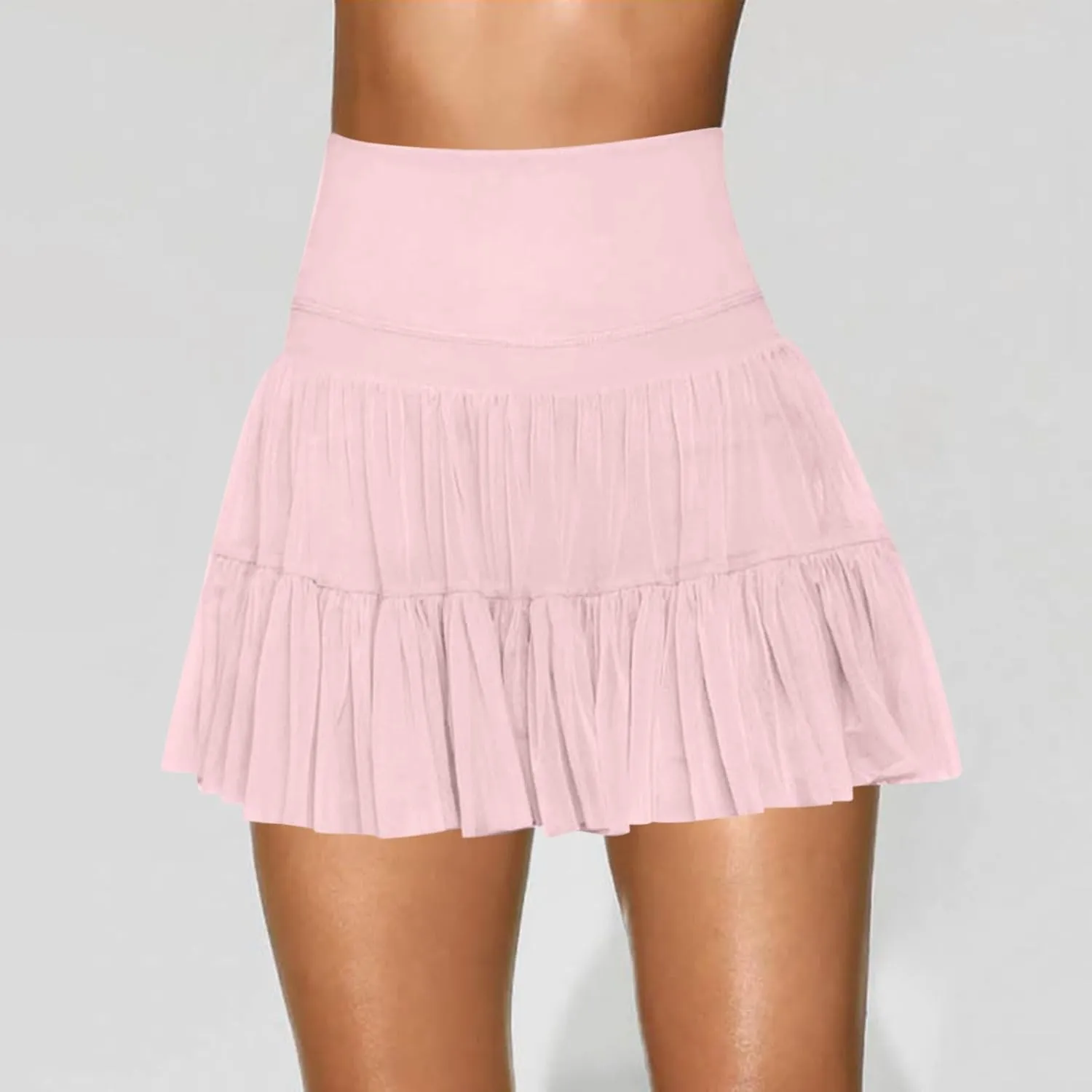 Womens Pleated Skirts High Waist Flowy Skirts Summer Mini Skrits Casual Ruffle Skirts A Line Beach Vacation Skirts